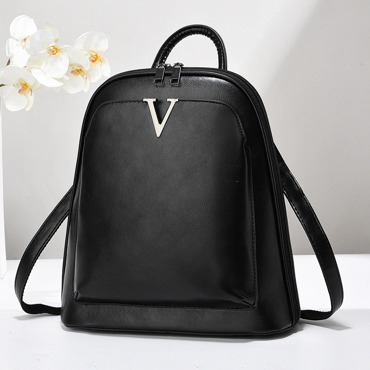 A 2024 Simple and Fashionable Double Shoulder Bag, Solid Color, Women's Casual Travel Bag, Computer Bag, Backpack, Student School Bag