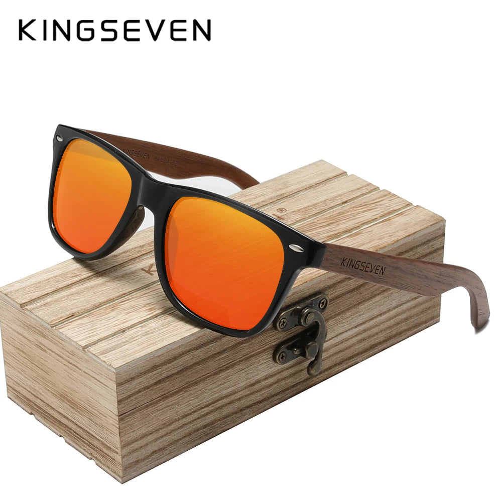 KINGSEVEN Brand 2023 Fashion Handmade Natural Wooden Sunglasses For Men Women Polarized Sun Glasses UV400 Mirror Male Eyewear