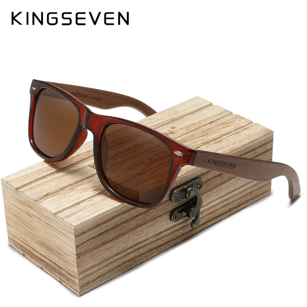 KINGSEVEN Brand 2023 Fashion Handmade Natural Wooden Sunglasses For Men Women Polarized Sun Glasses UV400 Mirror Male Eyewear