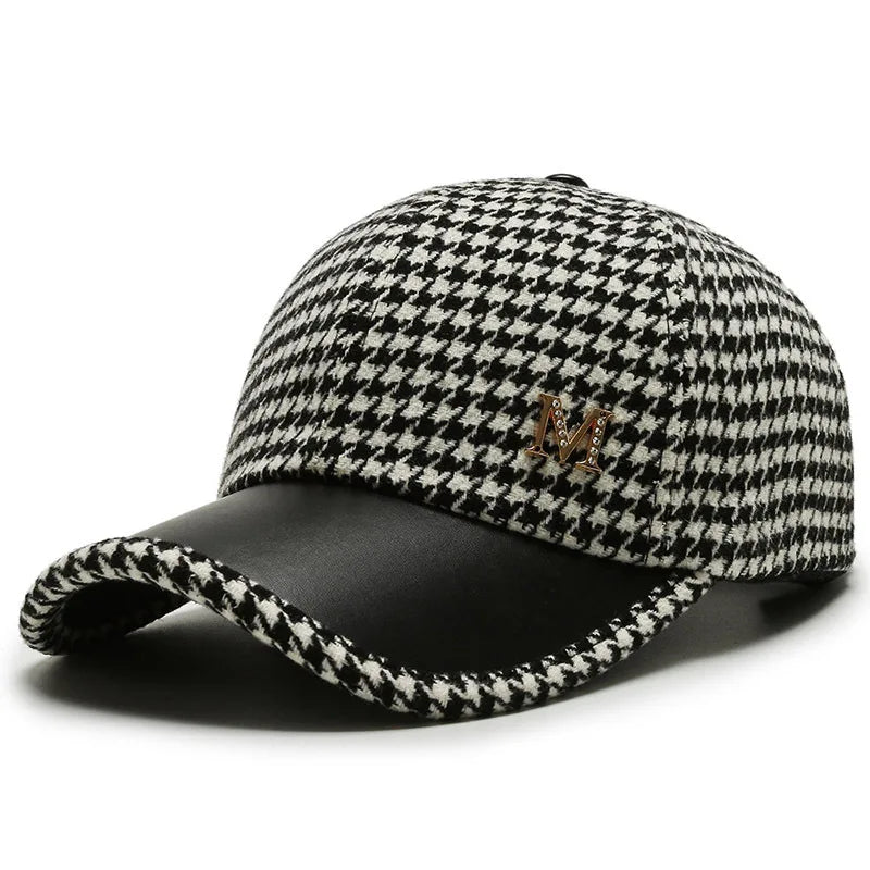 2024 Black Brown Houndstooth Baseball Caps For Men Women Retro British Style Plaid Hat Summer Trucker Cap Gorras Hombre