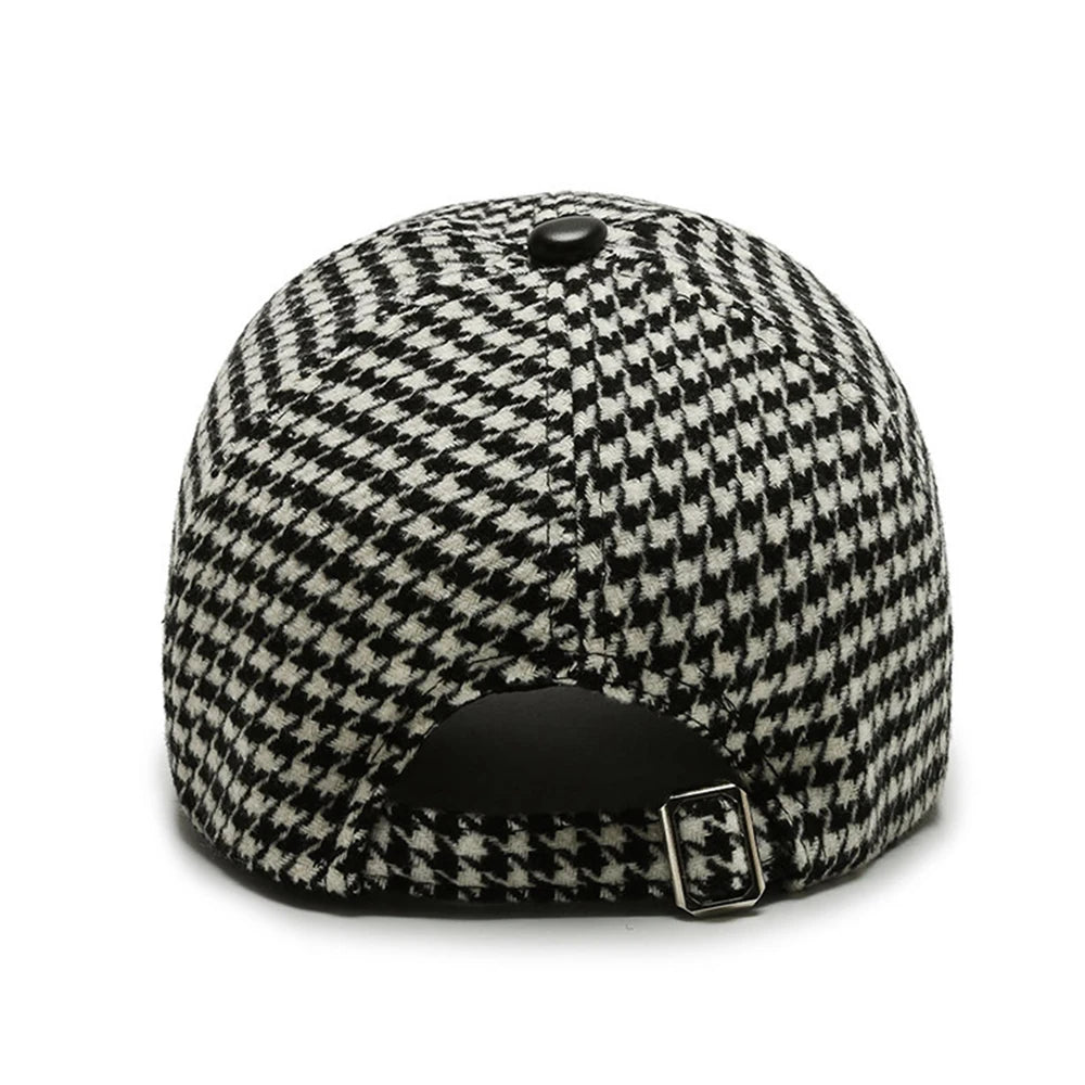 2024 Black Brown Houndstooth Baseball Caps For Men Women Retro British Style Plaid Hat Summer Trucker Cap Gorras Hombre