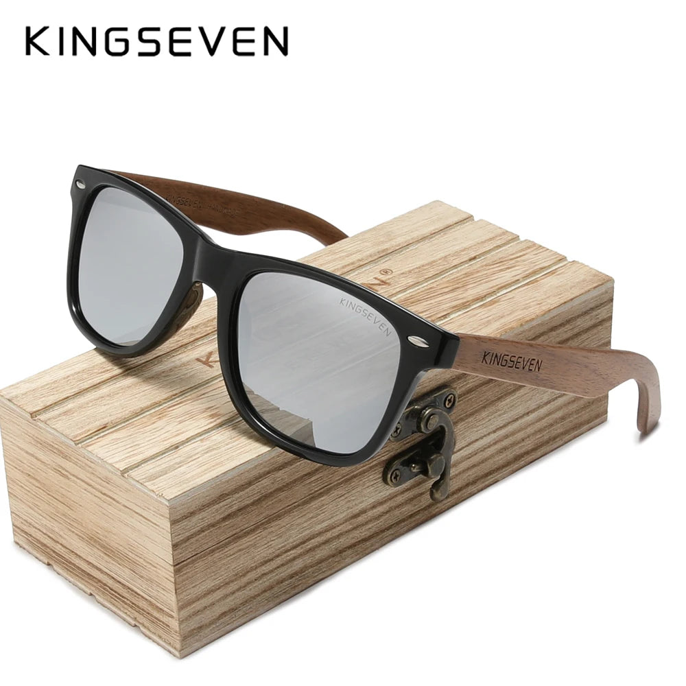 KINGSEVEN Brand 2023 Fashion Handmade Natural Wooden Sunglasses For Men Women Polarized Sun Glasses UV400 Mirror Male Eyewear