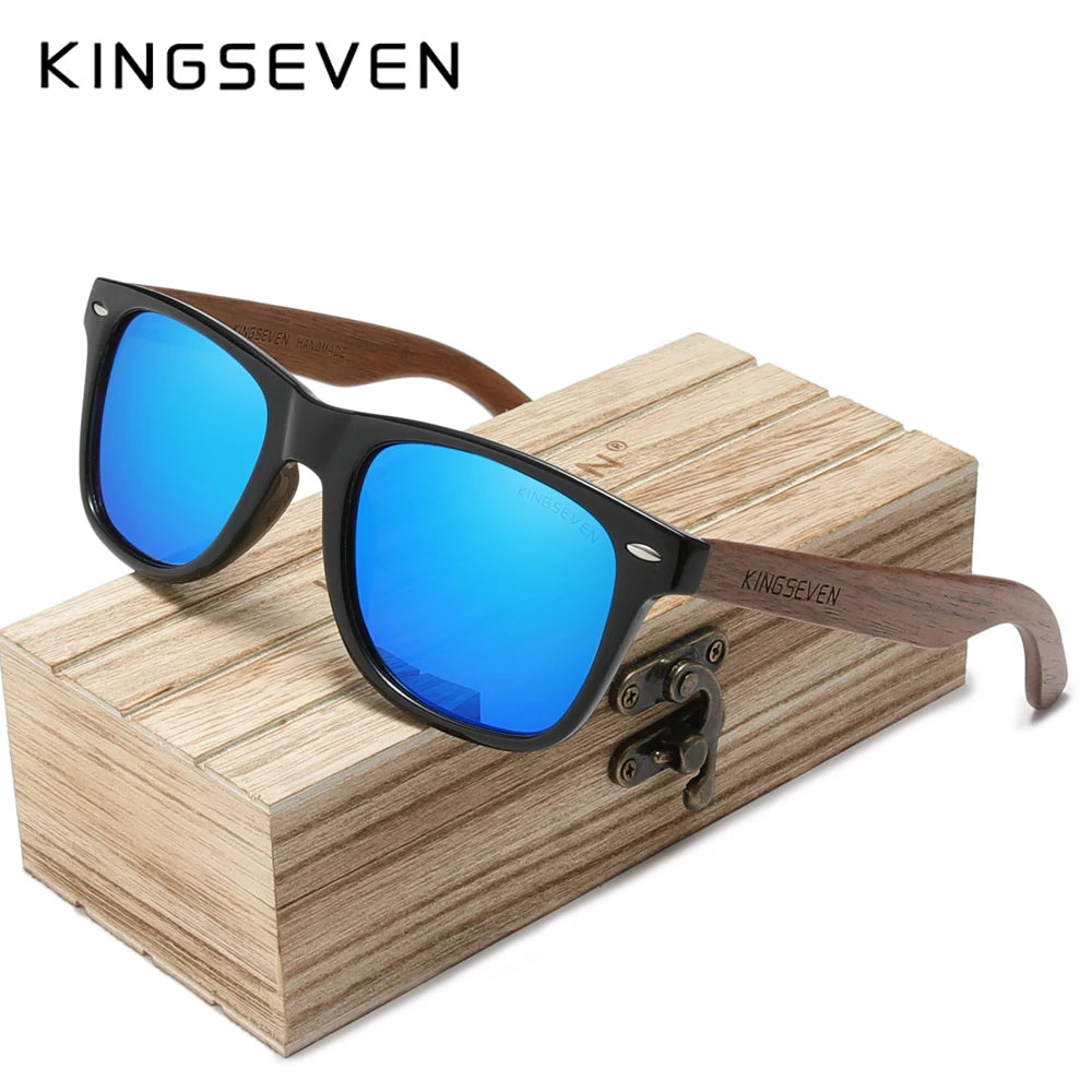 KINGSEVEN Brand 2023 Fashion Handmade Natural Wooden Sunglasses For Men Women Polarized Sun Glasses UV400 Mirror Male Eyewear