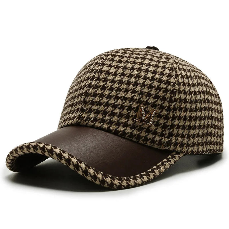 2024 Black Brown Houndstooth Baseball Caps For Men Women Retro British Style Plaid Hat Summer Trucker Cap Gorras Hombre