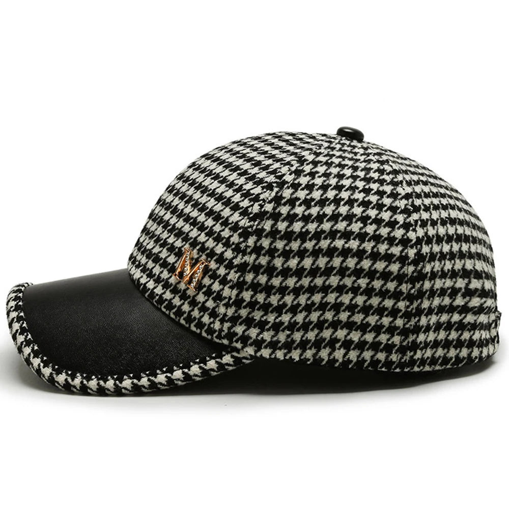 2024 Black Brown Houndstooth Baseball Caps For Men Women Retro British Style Plaid Hat Summer Trucker Cap Gorras Hombre