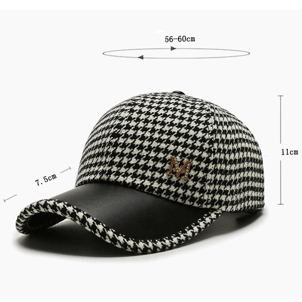 2024 Black Brown Houndstooth Baseball Caps For Men Women Retro British Style Plaid Hat Summer Trucker Cap Gorras Hombre