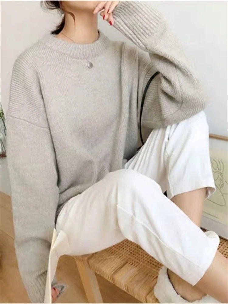 Women Sweater Womens Winter Sweaters Pullover Traf Female Knitting Overszie Long Sleeve Loose Knitted Outerwear Ropa De Mujer