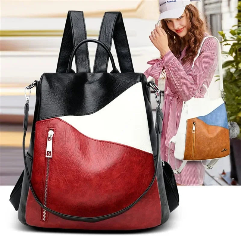 Leather Anti Theft Female Backpacks High Capacity Travel Women Handbag for Lady Business Multifunction Waterproof Shoulder Bag