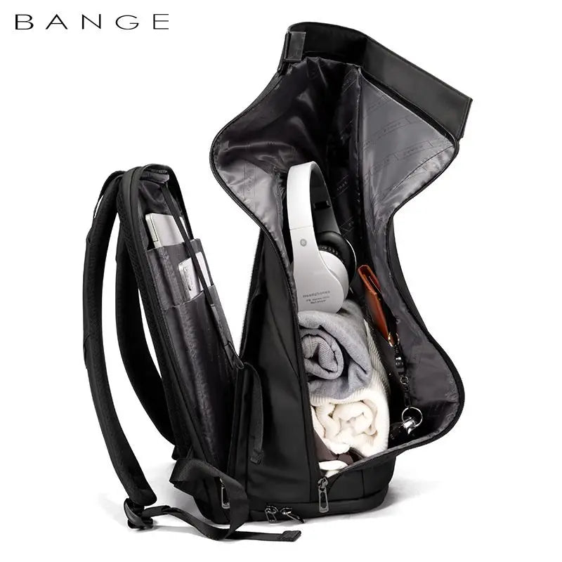 BANGE 15.6-inch laptop Men's business backpack waterproof multi compartment travel bag Black backpack suitable for men and women