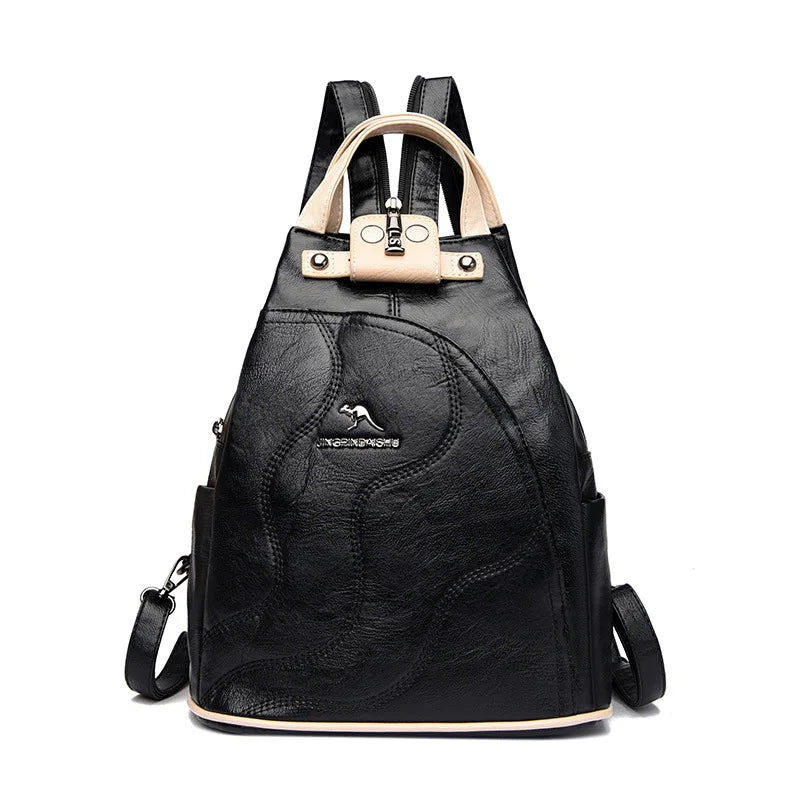 Fashion High Quality Leather Women Backpack Large Capacity School Bags for Teenage Girls Anti-theft Travel Backpack Shoulder Bag