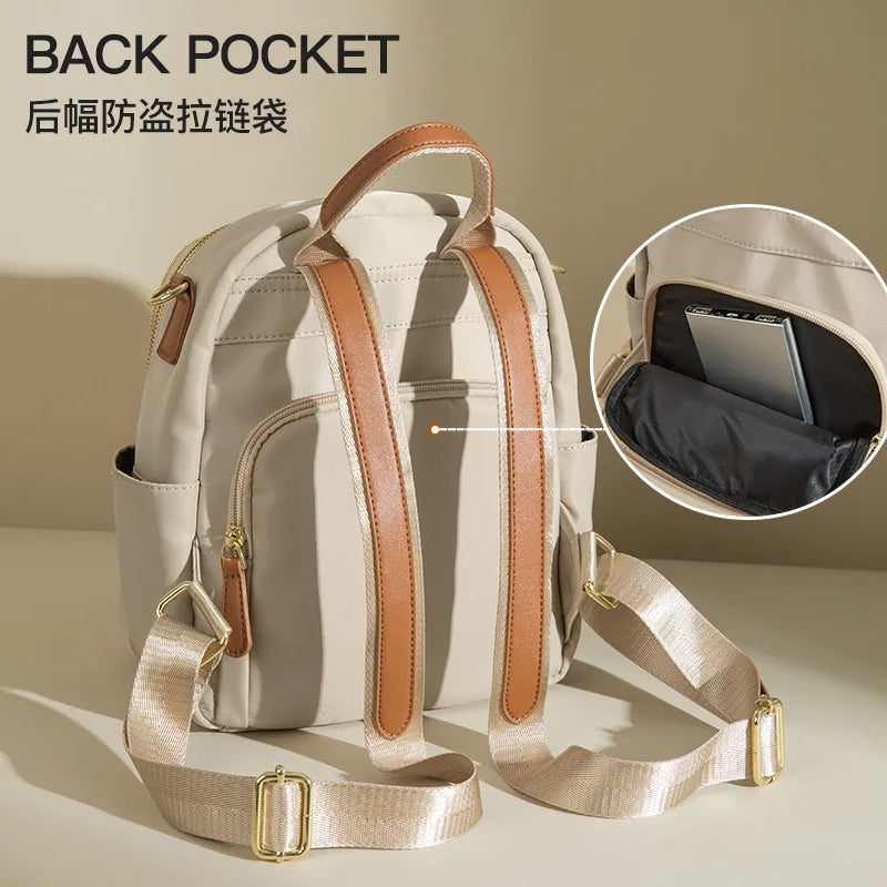 Small Backpack Women's Fashional Bags Lightweight Carry-on Mini Backbags Girl's Cute Bookbags Anti-theft Pocket Elegant Leisure