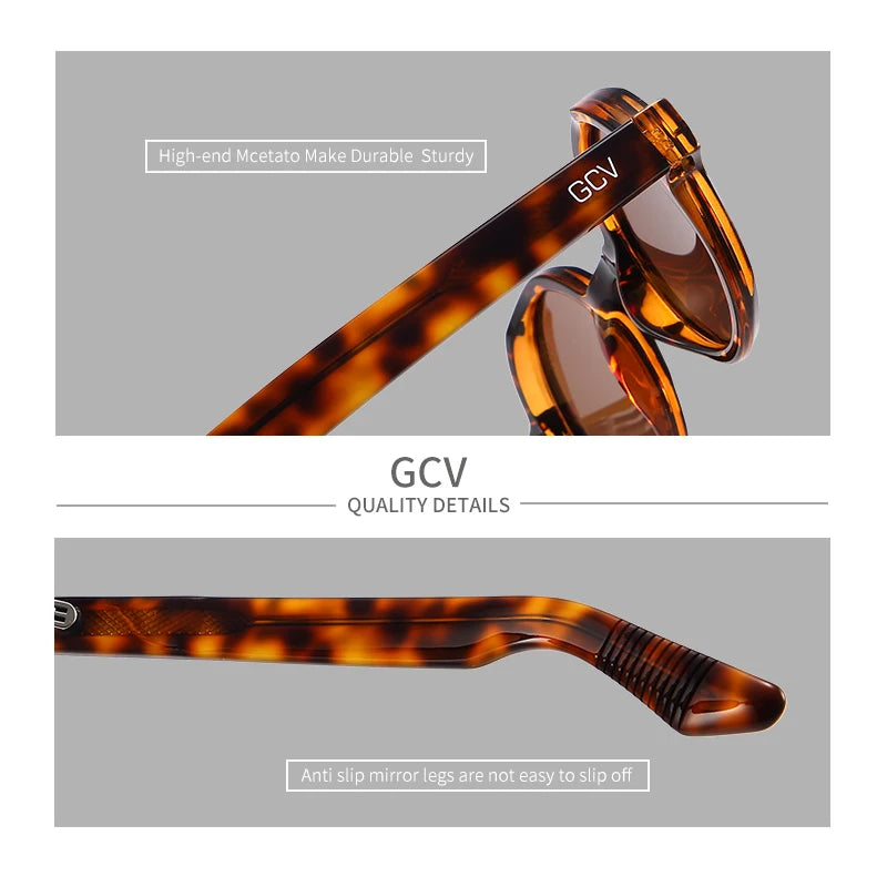 GCV Brand Fashion Avant-garde Acetate Appearance Patent Design Women's GM Cat eye sunglasses polarized light, and UV protection