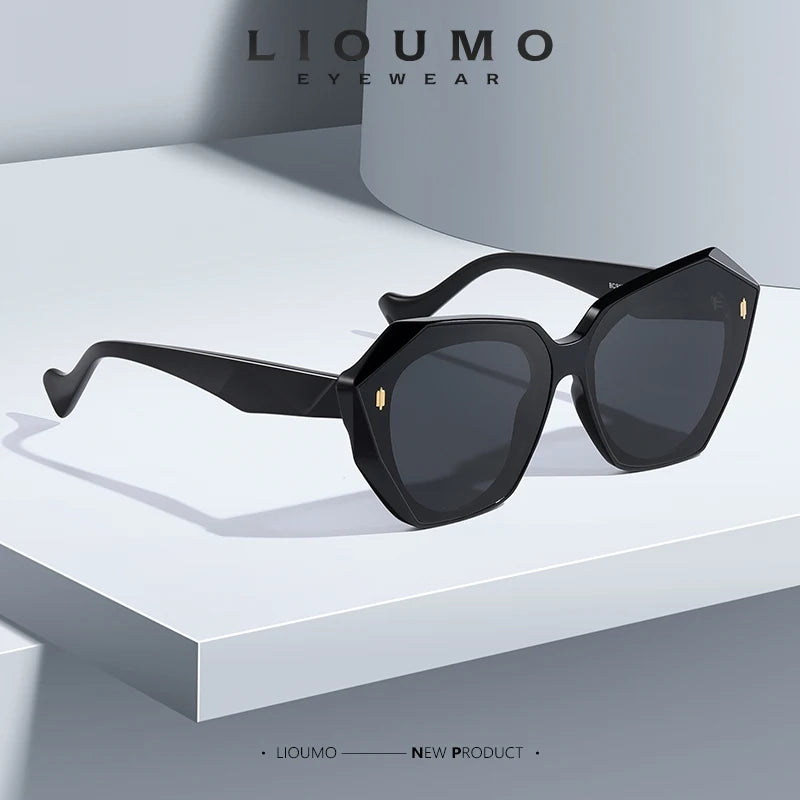 LIOUMO Luxury Brand Design Sunglasses For Women Polarized Fashion Glasses Men Anti-Glare Driving Goggles Gradient Tea zonnebril