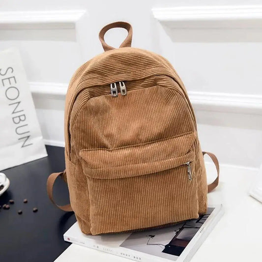 New Trend Backpack Fashion Women Corduroy Backpack College Women Solid Color School Backpack Travel Shoulder Bags For Teenagers