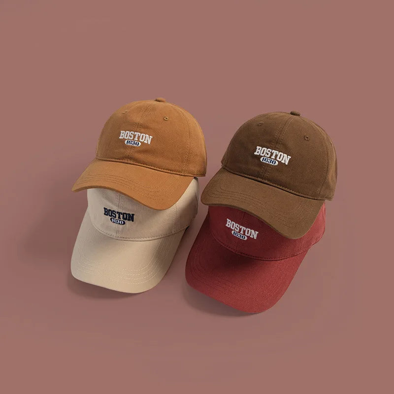 Embroidered baseball cap casual solid color dad hat breathable adjustable sun hat for women's daily use