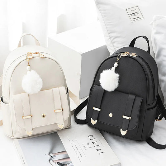 Female Backpack PU Small Teenage Girls Fashion Leisure Zipper Shoulder Bag Knapsack High-capacity Women Mini School Backpack