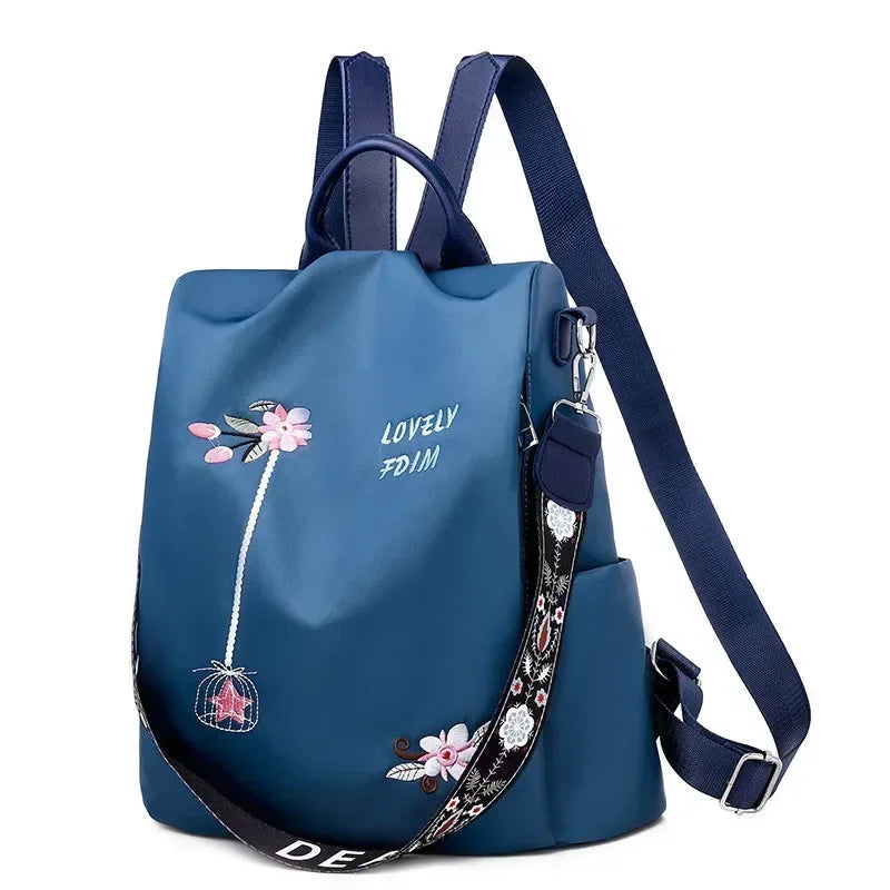 Waterproof Oxford Embroidery Women Backpack Fashion Anti-theft Large Capacity Female Travel Casual Backpacks School Laptop Bag