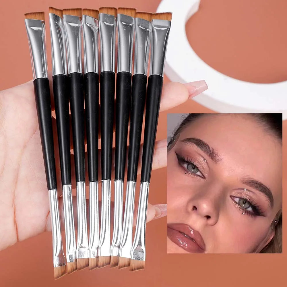 Professional Eyebrow Brush Eyeliner Angled Flat Head Blade Eye Liner Brow Contour Makeup Brushes Double-head Make Up Tools 15pcs