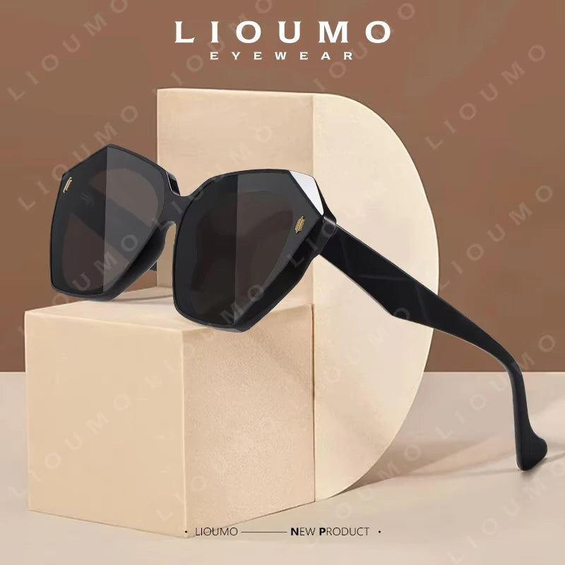 LIOUMO Luxury Brand Design Sunglasses For Women Polarized Fashion Glasses Men Anti-Glare Driving Goggles Gradient Tea zonnebril