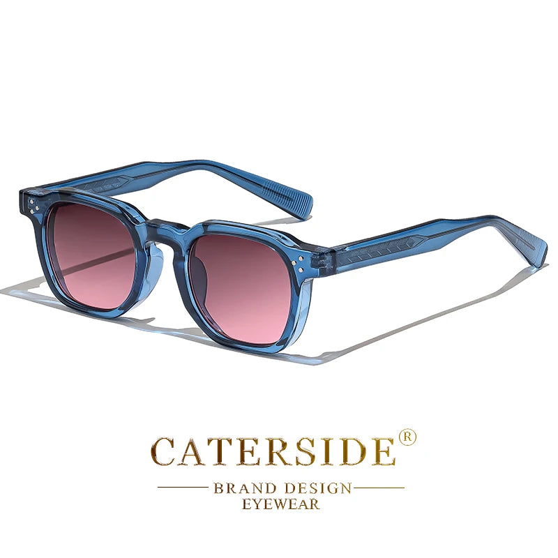 CATERSIDE Retro Punk Men Sunglasses Small Frame Square Personalized Design Sun Glasses Women Travel Party Business Festival Gift