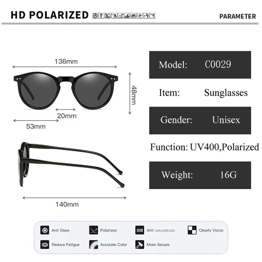 2025 Polarized Sunglasses Men Women Brand Designer Retro Round Sun Glasses Vintage Male Female Goggles UV400 Oculos Gafas De Sol