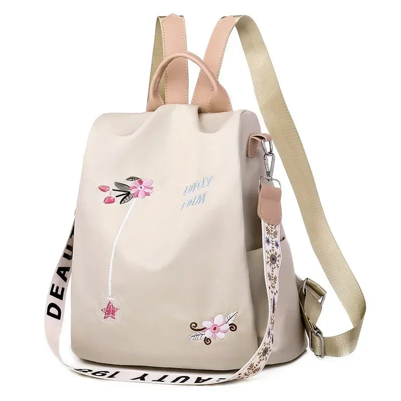 Waterproof Oxford Embroidery Women Backpack Fashion Anti-theft Large Capacity Female Travel Casual Backpacks School Laptop Bag