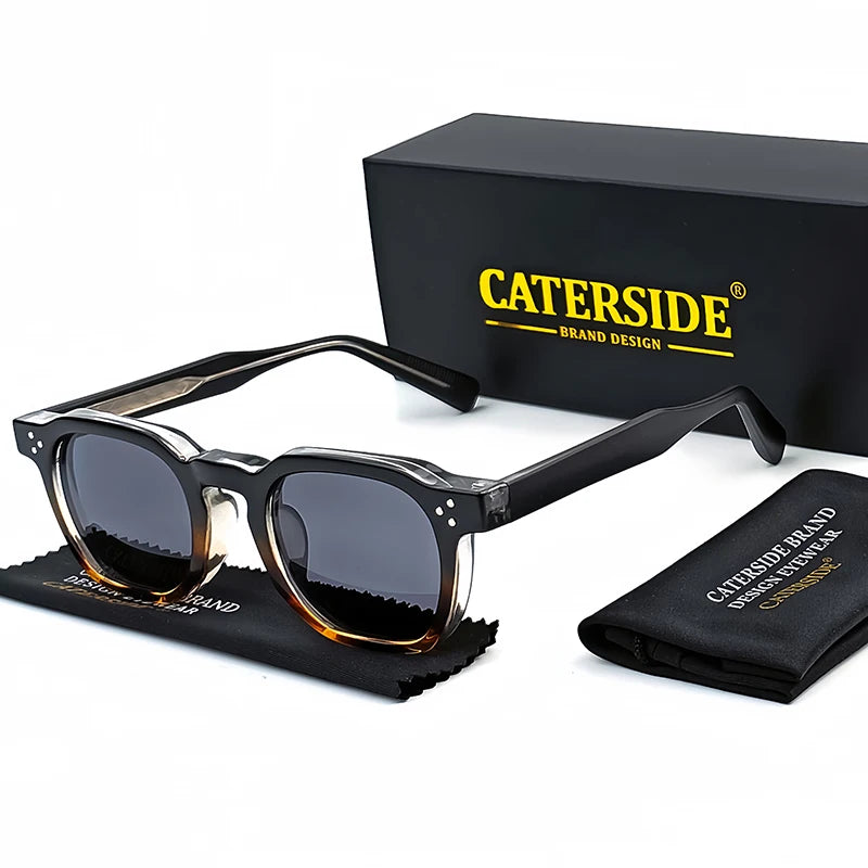 CATERSIDE Retro Punk Men Sunglasses Small Frame Square Personalized Design Sun Glasses Women Travel Party Business Festival Gift