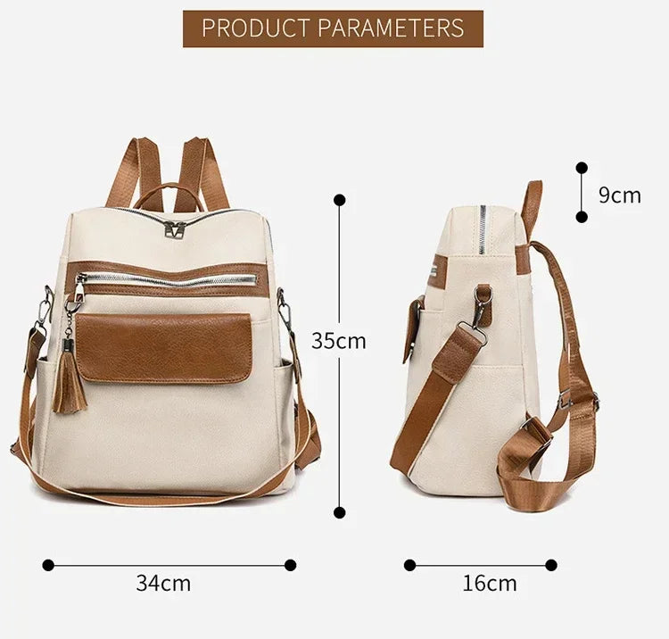 New Large-capacity PU Travel Backpack Female Student Schoolbag Fashion Multipurpose Backpack Design Handbag Ladies Shoulder Bags