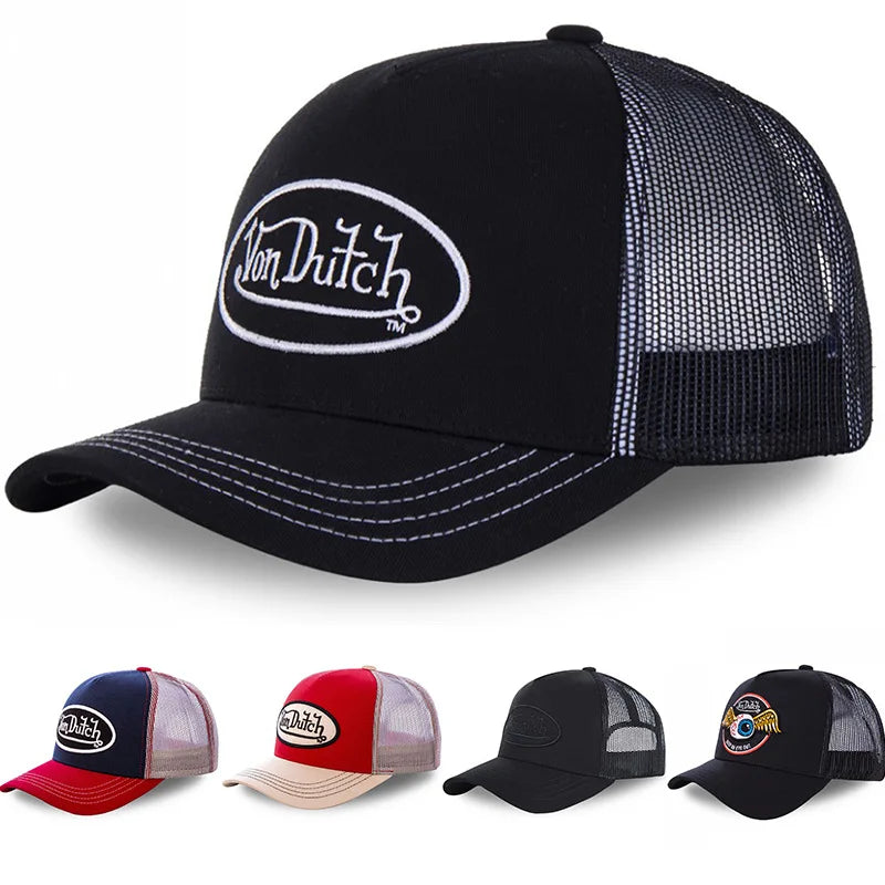 Men's and Women's Fashion Outdoor Sunblock Baseball Caps Alphabet Mesh Embroidered DUTCH Trucker Hats All Bounce Caps Casual Cap