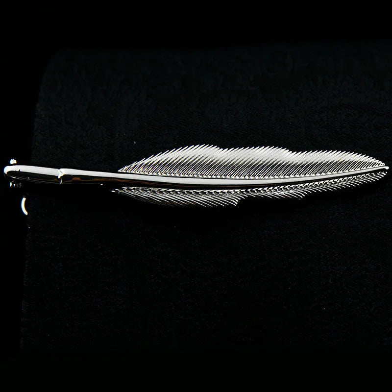 EASY.H New High Quality Laser Engraving Tie Clip Black Men's Business Tie Pin Free Delivery Rudder Feathers