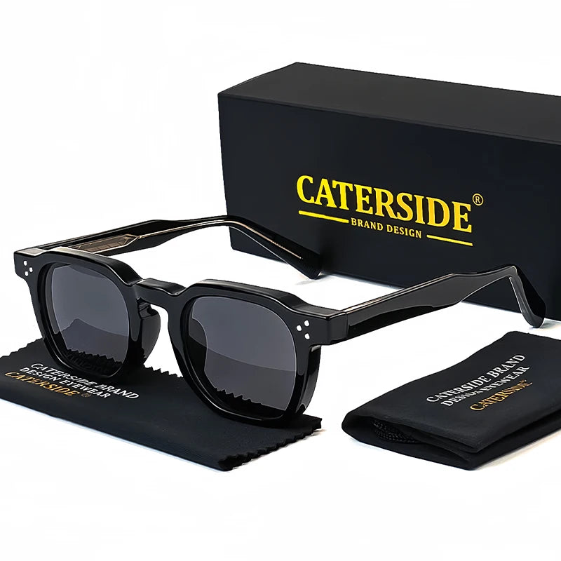 CATERSIDE Retro Punk Men Sunglasses Small Frame Square Personalized Design Sun Glasses Women Travel Party Business Festival Gift