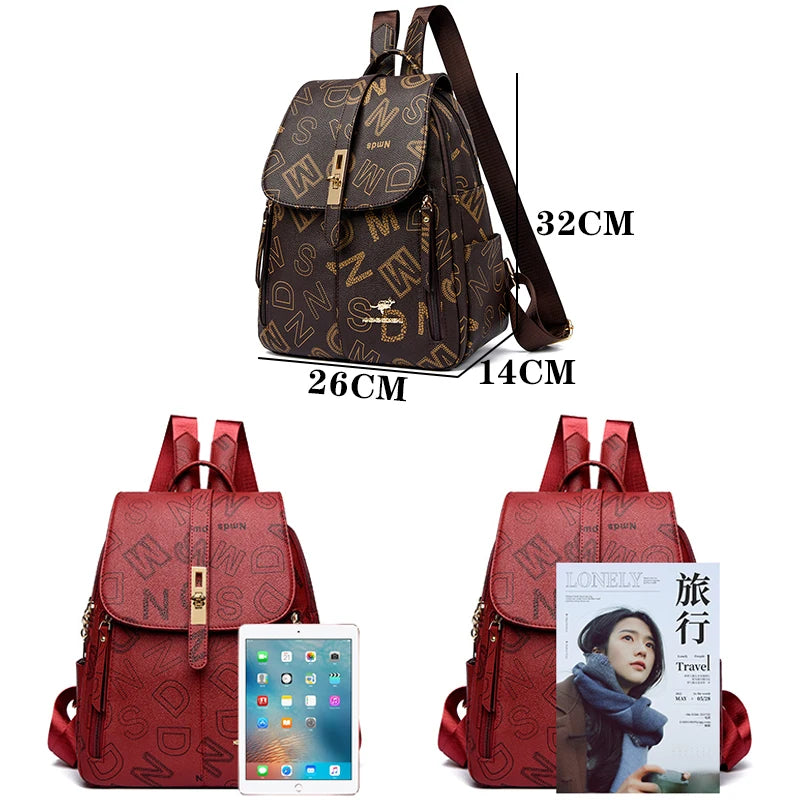 Luxury Designer Women Backpack High Quality Soft Leather Shoulder Bag Fashion School Bags Multifunction Rucksack Top-handle Bag