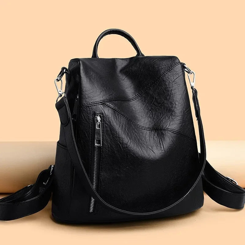 Leather Anti Theft Female Backpacks High Capacity Travel Women Handbag for Lady Business Multifunction Waterproof Shoulder Bag