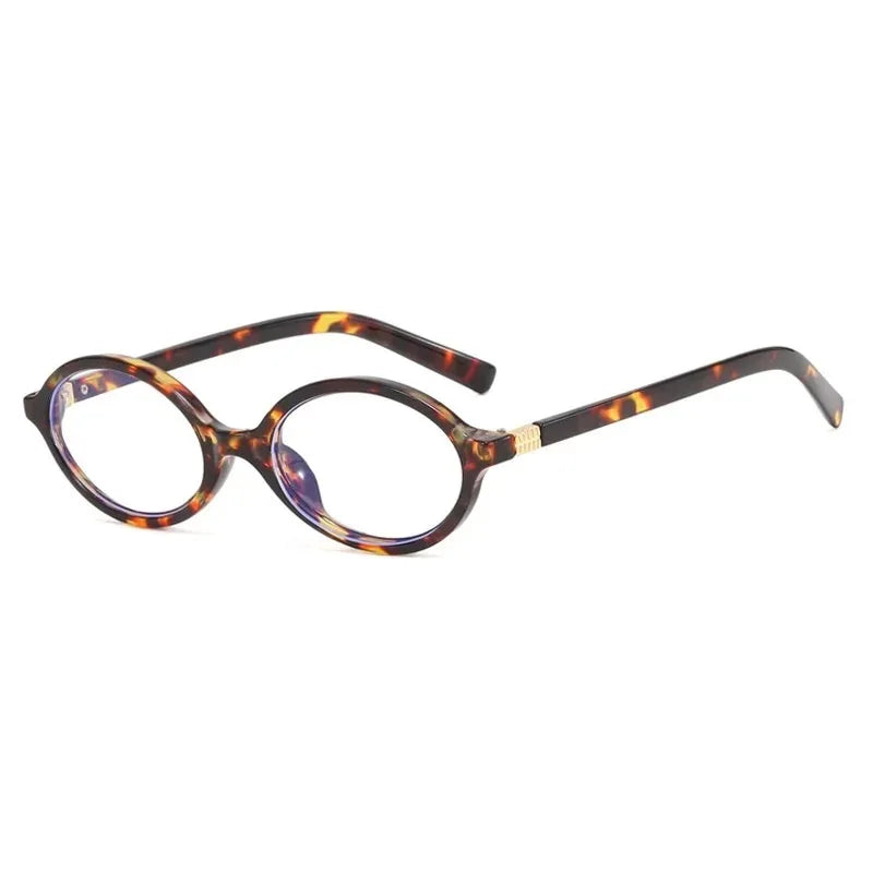 Sexy Small Oval Leopard Sunglasses Women Lovely Ins No Makeup Plain Glasses Frame Eyewear Cute Decorative Computer Glasses Men