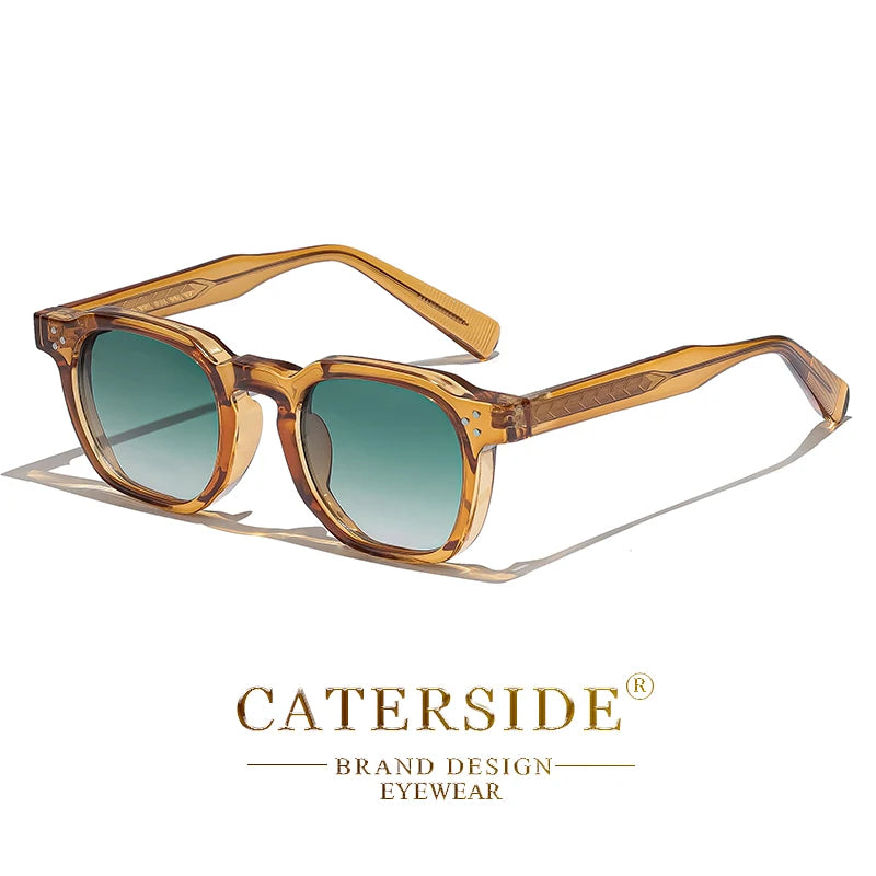 CATERSIDE Retro Punk Men Sunglasses Small Frame Square Personalized Design Sun Glasses Women Travel Party Business Festival Gift