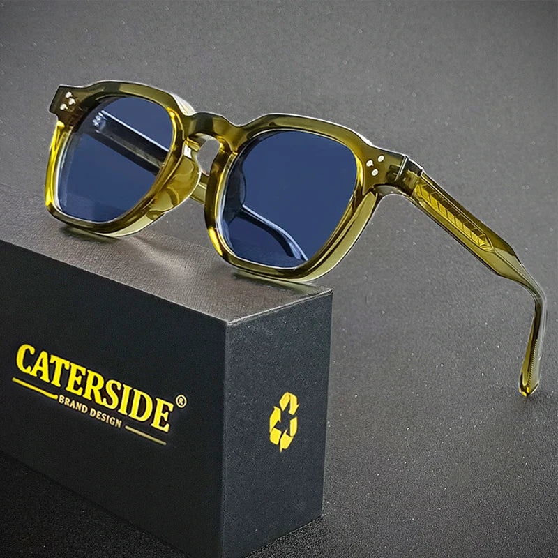 CATERSIDE Retro Punk Men Sunglasses Small Frame Square Personalized Design Sun Glasses Women Travel Party Business Festival Gift