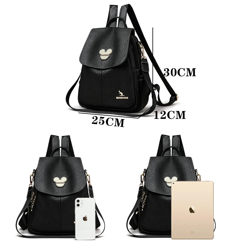 2024 Luxury Travel Backpack Fashion School Bag Multiple Pockets Leather Brand Women Classic Backpack Girls Mochilas Feminina