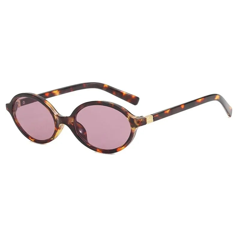 Sexy Small Oval Leopard Sunglasses Women Lovely Ins No Makeup Plain Glasses Frame Eyewear Cute Decorative Computer Glasses Men